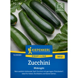 Kiepenkerl Courgette Midnight F1-Hybride : Courgettes vert foncé sur sachet de graines.