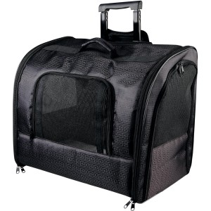 Trolley nero Trixie Elegance, 45x41x31 cm, per il trasporto sicuro del cane con manico telescopico.