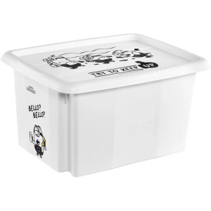 Contenitore bianco Keeeper Karolina Minions, 15 l, con coperchio e design Minions.
