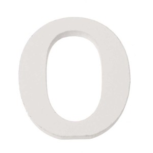 Lettera O bianca in MDF, alta 5,5 cm, per bricolage e decorazioni.