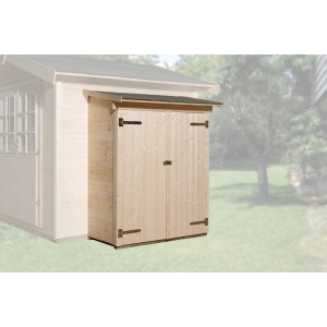 Armoire d'extension en bois naturel (65x128 cm) pour abris de jardin Weka, pour plus de rangement.