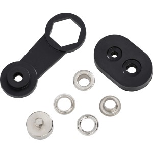 Set di occhielli per tiranti, 11,5 mm, ottone grigio, incl. strumento per il fissaggio degli occhielli.