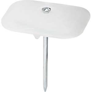 Collier de fixation blanc avec clou en acier, lot de 10 pour fixation de câbles.