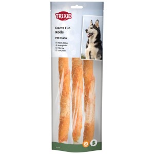 Trixie rotoli masticabili al pollo, 3 pezzi, per cani. Snack gustoso per l'igiene dentale.