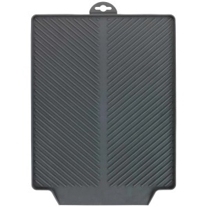 Scolapiatti grigio Linea (40x30 cm) in plastica con scanalature per un drenaggio ottimale dell'acqua.