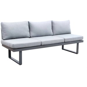 Banc de jardin Acamp Hollywood anthracite avec coussins gris, largeur 210 cm.