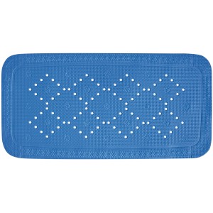 Tappetino da bagno blu Spirella Alaska, 71x36 cm, con ventose per una presa sicura nella vasca.