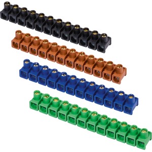 Morsettiere 12 poli, 1,5-4mm, set da 10 in nero, marrone, blu e verde.
