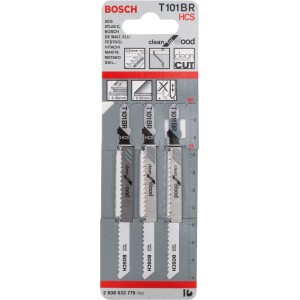 Lames de scie sauteuse Bosch T 101 BR, 3 pièces, pour des coupes nettes dans le bois.