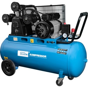 Compresseur bleu Güde 551/10/100 avec réservoir de 100 litres et poignée pour atelier et garage.