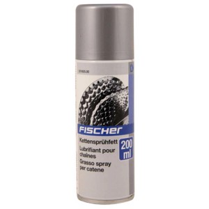 Graisse en spray pour chaîne Fischer 200ml, protection contre l'usure et la corrosion.