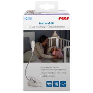 Reer LED Still-Licht Mummy&Me Weiss, flexible Leselampe mit Klemme und Schwanenhals.