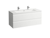 Laufen Pro S Waschtisch-Komplettset 2 Hahnlöcher Weiss Glanz 120 cm