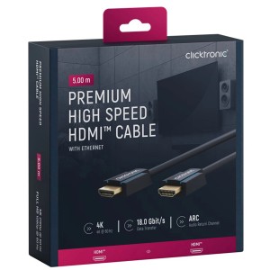 Cavo HDMI Clicktronic 5m, trasferimento dati ad alta velocità per computer e multimedia.