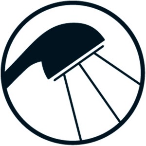 Symbole pour set de douche Diaqua Topas, chromé, avec jets d'eau dans un cercle.