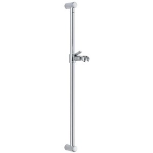 Barre de douche chromée KWC en laiton avec support de douchette pour une installation facile.