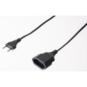 Rallonge noire TDF, 5 m, avec fiche et prise pour alimentation flexible.