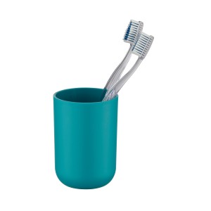Portaspazzolino Brasil petrolio di Wenko con due spazzolini da denti.