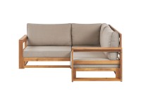Beliani Garten-Ecksofa Timor II 2-Sitzer Akazienholz Hellbraun Auflagen in Taupe