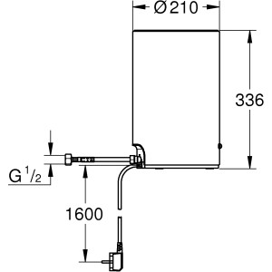 Grohe Red Boiler M-Size Chrome: Schema con dimensioni e connessioni.