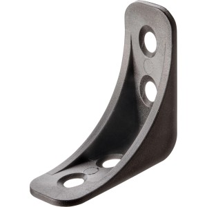 Équerre plastique Hettich noire 40x40x16 mm pour meubles. Équerre noire robuste avec quatre trous de fixation.