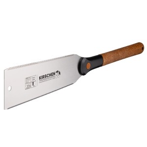 Scie à fine denture Kirschen 24 cm avec manche en liège pour coupes de bois précises.