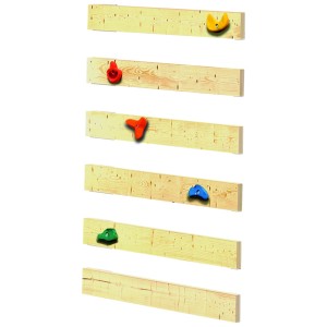 Mur d'escalade Karibu pour tour de jeux Lotti avec prises colorées.