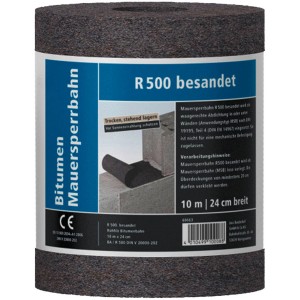 Rouleau de barrière anti-remontées capillaires R500, longueur 10 m, pour mur de 24 cm, toiture bitumée.