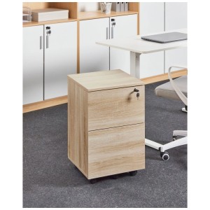 Beliani Armoire de bureau Johnson à roulettes marron clair 62 x 40 x 40 cm