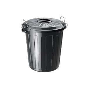 Schwarze Rotho Universaltonne mit Deckel, 25 l, ideal als Mülleimer oder Aufbewahrungsbox.