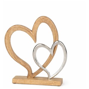 DecoFinder Swing Cuori, figure decorative in legno e metallo, alte 34 cm.