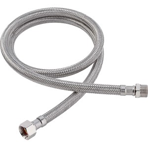Tuyau flexible LUX pour robinet, longueur 1000 mm, en acier inoxydable.