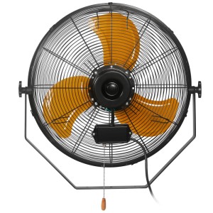 Ventilateur mural Climatech VF-18WLF, métal noir/orange, Ø 45 cm. Ventilateur avec trois pales.