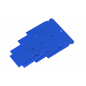 Set de spatules japonaises LUX, 4 spatules en plastique bleu de différentes tailles.