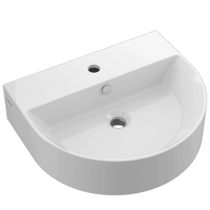 Vasque Domberg DB2002, 50 cm, blanc, design slim avec trou de robinet et trop-plein.