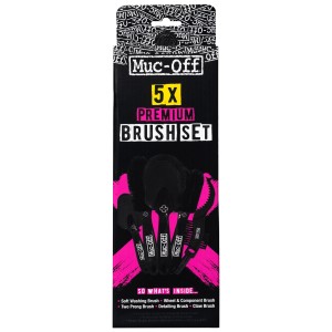 Muc-Off Reinigungsbürstenset, 5-teilig für die Fahrradpflege. Bürsten in Verpackung.