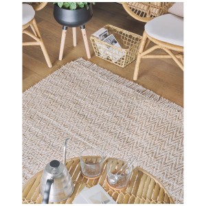 Tapis beige Afrin motif zigzag, 140x200 cm, tapis à poils courts réversible.