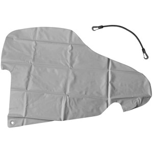 Copertura grigia per timone per rimorchi e caravan con cordino elastico di fissaggio.