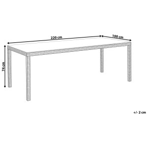 Weisser Beliani Gartentisch Italy aus Polyrattan mit Glasplatte, 220x100 cm.