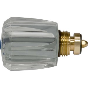 Maniglia acrilica, 26 mm, trasparente, con marcatura blu per acqua fredda, ricambio per rubinetti.