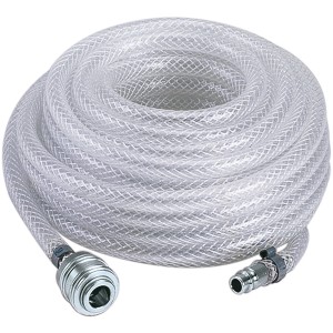 Tuyau textile Einhell 10 m avec raccord rapide et embout pour compresseurs.