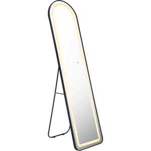 Globo Standspiegel Claud, schwarz, mit LED-Beleuchtung und Touch-Dimmer, 160x50x40 cm.