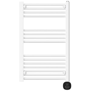 Sèche-serviettes digital blanc Emerio (500 W) avec éléments chauffants et panneau de commande.