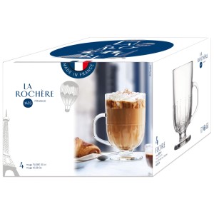 Set 4 bicchieri La Rochere Flore, trasparenti, 30 cl. Ideali per bevande calde come caffè o tè.