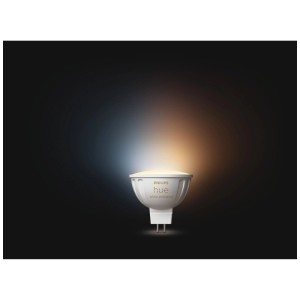 Ampoule Philips Hue MR16 avec lumière blanche chaude et froide.