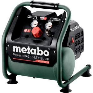 Metabo Compressore a batteria Power 160-5, 18 LTX BL OF Solo, compressore portatile senza olio con manometro.