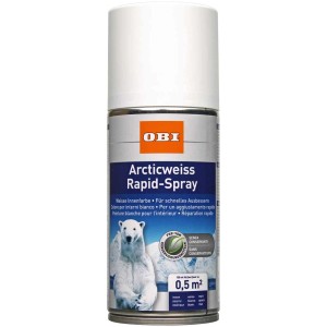 OBI Rapid spray di ritocco Articweiss opaco, bomboletta da 150ml per pitture murali bianche.