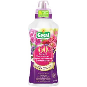 Flacone di fertilizzante a lunga durata per fiori Gesal 750ml per fioriture durature.