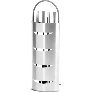 Set d'outils de cheminée Firefix en acier inoxydable, 5 pièces avec support.