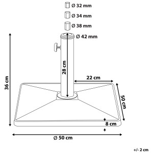 Beliani Cervo Base de parasol noire, dimensions et détails